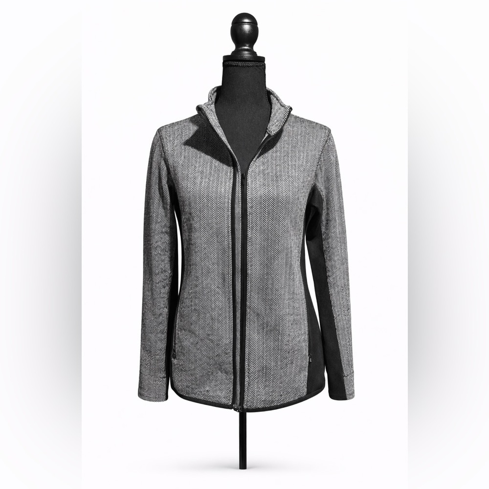 Marc New York Zip Jacket Herringbone Black White